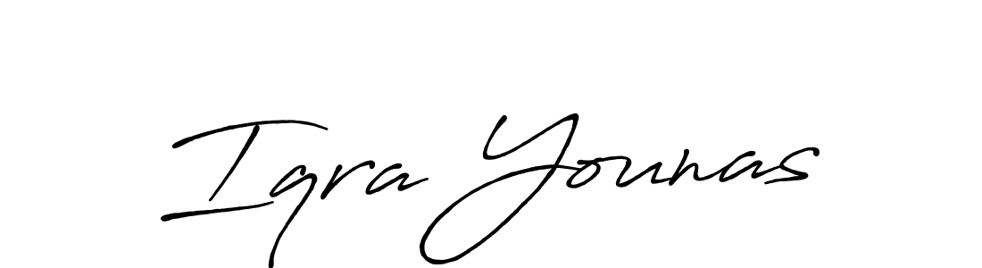 How to make Iqra Younas name signature. Use Antro_Vectra_Bolder style for creating short signs online. This is the latest handwritten sign. Iqra Younas signature style 7 images and pictures png