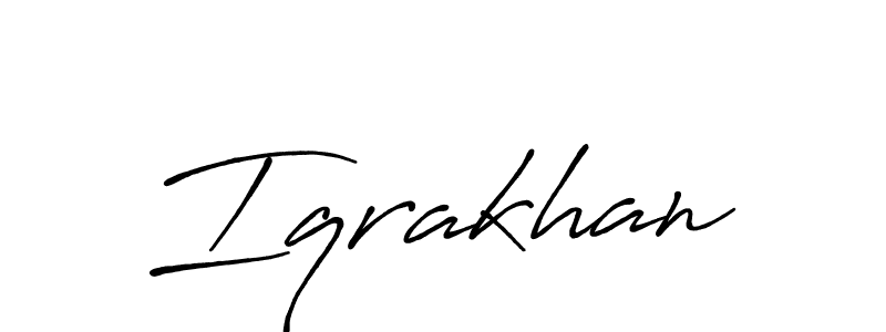Make a beautiful signature design for name Iqrakhan. With this signature (Antro_Vectra_Bolder) style, you can create a handwritten signature for free. Iqrakhan signature style 7 images and pictures png