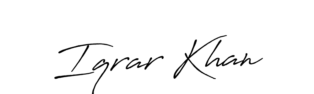 You should practise on your own different ways (Antro_Vectra_Bolder) to write your name (Iqrar Khan) in signature. don't let someone else do it for you. Iqrar Khan signature style 7 images and pictures png