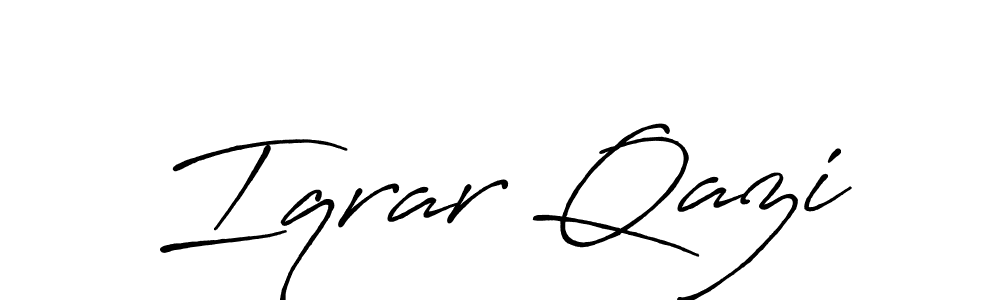 Create a beautiful signature design for name Iqrar Qazi. With this signature (Antro_Vectra_Bolder) fonts, you can make a handwritten signature for free. Iqrar Qazi signature style 7 images and pictures png