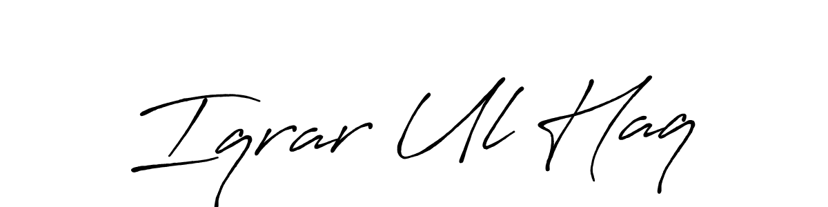 Use a signature maker to create a handwritten signature online. With this signature software, you can design (Antro_Vectra_Bolder) your own signature for name Iqrar Ul Haq. Iqrar Ul Haq signature style 7 images and pictures png