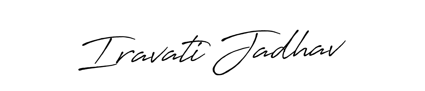 The best way (Antro_Vectra_Bolder) to make a short signature is to pick only two or three words in your name. The name Iravati Jadhav include a total of six letters. For converting this name. Iravati Jadhav signature style 7 images and pictures png