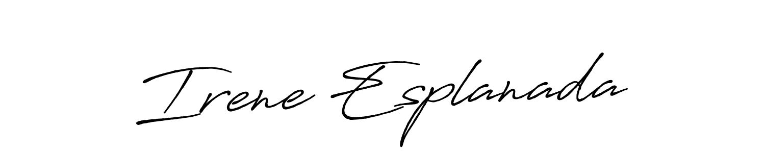 The best way (Antro_Vectra_Bolder) to make a short signature is to pick only two or three words in your name. The name Irene Esplanada include a total of six letters. For converting this name. Irene Esplanada signature style 7 images and pictures png