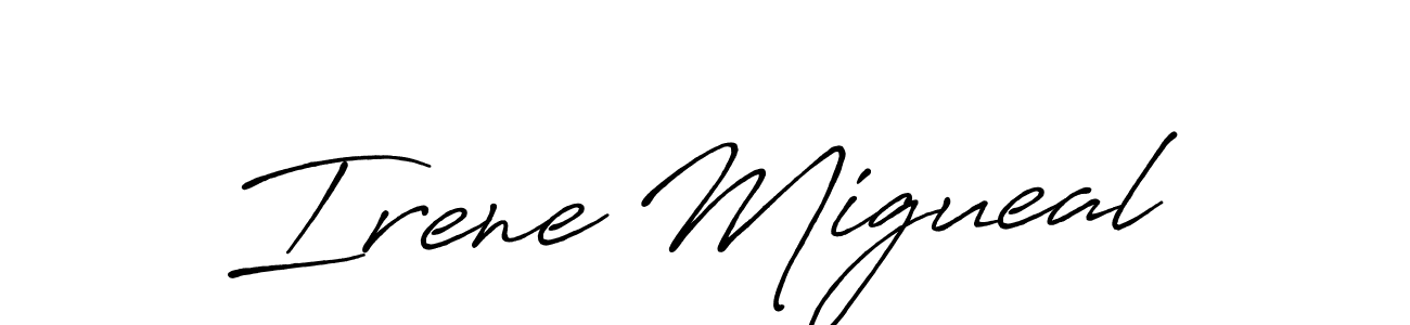 Similarly Antro_Vectra_Bolder is the best handwritten signature design. Signature creator online .You can use it as an online autograph creator for name Irene Migueal. Irene Migueal signature style 7 images and pictures png