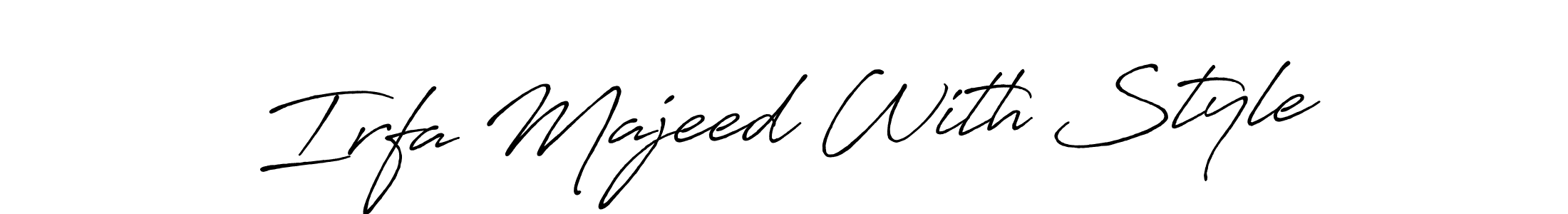 The best way (Antro_Vectra_Bolder) to make a short signature is to pick only two or three words in your name. The name Irfa Majeed With Style include a total of six letters. For converting this name. Irfa Majeed With Style signature style 7 images and pictures png