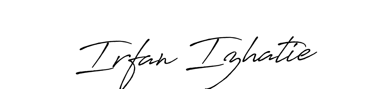 How to make Irfan Izhatie name signature. Use Antro_Vectra_Bolder style for creating short signs online. This is the latest handwritten sign. Irfan Izhatie signature style 7 images and pictures png