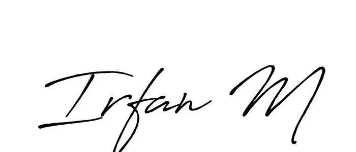 How to make Irfan M name signature. Use Antro_Vectra_Bolder style for creating short signs online. This is the latest handwritten sign. Irfan M signature style 7 images and pictures png