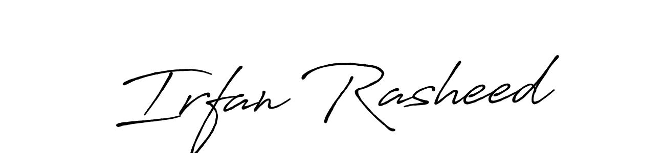 Use a signature maker to create a handwritten signature online. With this signature software, you can design (Antro_Vectra_Bolder) your own signature for name Irfan Rasheed. Irfan Rasheed signature style 7 images and pictures png