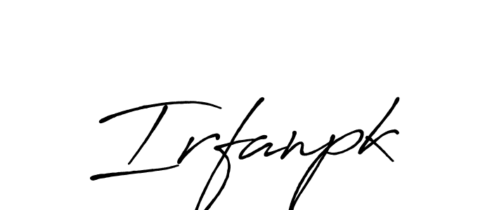 Use a signature maker to create a handwritten signature online. With this signature software, you can design (Antro_Vectra_Bolder) your own signature for name Irfanpk. Irfanpk signature style 7 images and pictures png
