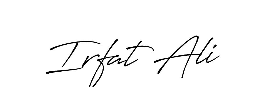 How to make Irfat Ali name signature. Use Antro_Vectra_Bolder style for creating short signs online. This is the latest handwritten sign. Irfat Ali signature style 7 images and pictures png