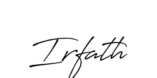 Irfath stylish signature style. Best Handwritten Sign (Antro_Vectra_Bolder) for my name. Handwritten Signature Collection Ideas for my name Irfath. Irfath signature style 7 images and pictures png