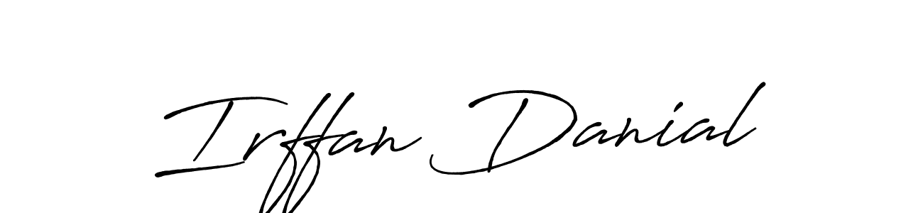 Similarly Antro_Vectra_Bolder is the best handwritten signature design. Signature creator online .You can use it as an online autograph creator for name Irffan Danial. Irffan Danial signature style 7 images and pictures png