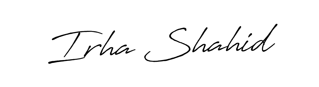 Similarly Antro_Vectra_Bolder is the best handwritten signature design. Signature creator online .You can use it as an online autograph creator for name Irha Shahid. Irha Shahid signature style 7 images and pictures png