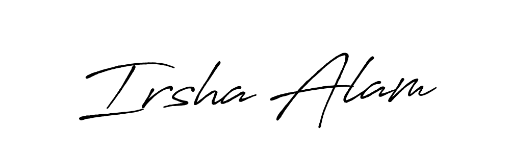 This is the best signature style for the Irsha Alam name. Also you like these signature font (Antro_Vectra_Bolder). Mix name signature. Irsha Alam signature style 7 images and pictures png