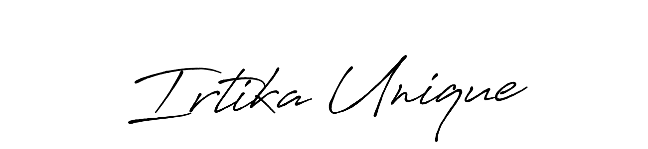 How to make Irtika Unique name signature. Use Antro_Vectra_Bolder style for creating short signs online. This is the latest handwritten sign. Irtika Unique signature style 7 images and pictures png