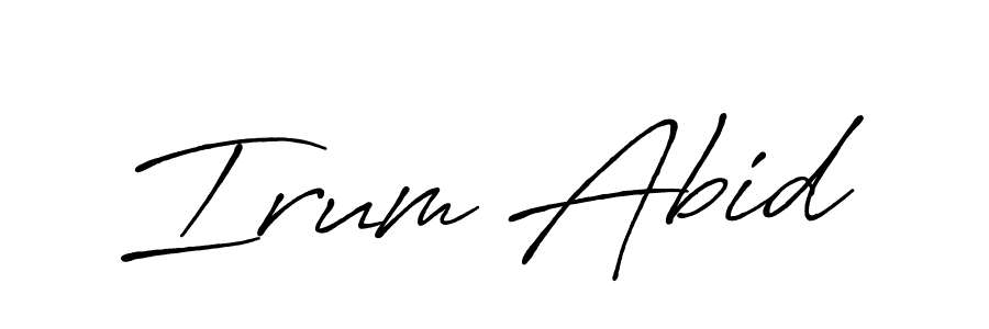 Use a signature maker to create a handwritten signature online. With this signature software, you can design (Antro_Vectra_Bolder) your own signature for name Irum Abid. Irum Abid signature style 7 images and pictures png