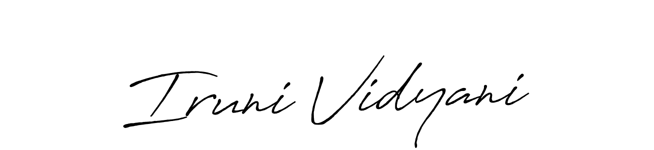 You should practise on your own different ways (Antro_Vectra_Bolder) to write your name (Iruni Vidyani) in signature. don't let someone else do it for you. Iruni Vidyani signature style 7 images and pictures png