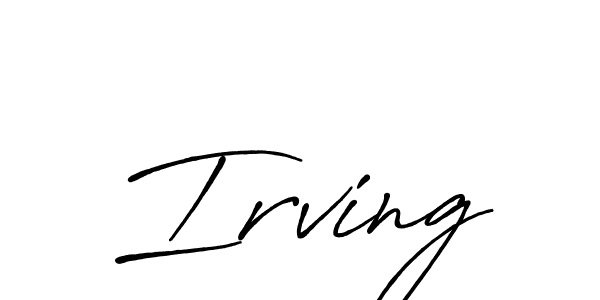 Use a signature maker to create a handwritten signature online. With this signature software, you can design (Antro_Vectra_Bolder) your own signature for name Irving. Irving signature style 7 images and pictures png