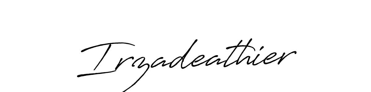 The best way (Antro_Vectra_Bolder) to make a short signature is to pick only two or three words in your name. The name Irzadeathier include a total of six letters. For converting this name. Irzadeathier signature style 7 images and pictures png
