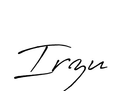 You should practise on your own different ways (Antro_Vectra_Bolder) to write your name (Irzu) in signature. don't let someone else do it for you. Irzu signature style 7 images and pictures png