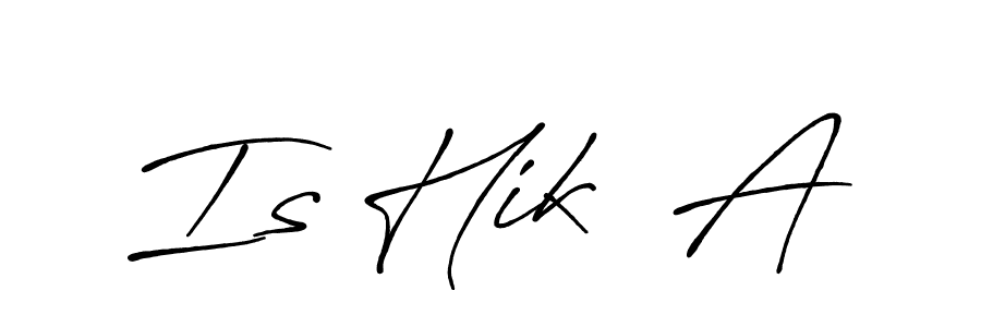 How to make Is Hik  A name signature. Use Antro_Vectra_Bolder style for creating short signs online. This is the latest handwritten sign. Is Hik  A signature style 7 images and pictures png