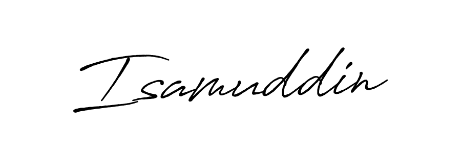 Make a beautiful signature design for name Isamuddin. With this signature (Antro_Vectra_Bolder) style, you can create a handwritten signature for free. Isamuddin signature style 7 images and pictures png