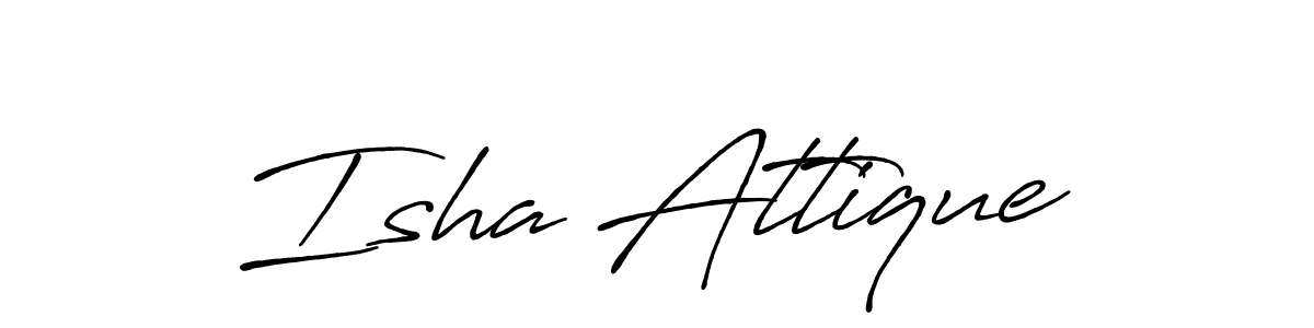 Use a signature maker to create a handwritten signature online. With this signature software, you can design (Antro_Vectra_Bolder) your own signature for name Isha Attique. Isha Attique signature style 7 images and pictures png