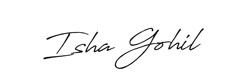 Isha Gohil stylish signature style. Best Handwritten Sign (Antro_Vectra_Bolder) for my name. Handwritten Signature Collection Ideas for my name Isha Gohil. Isha Gohil signature style 7 images and pictures png