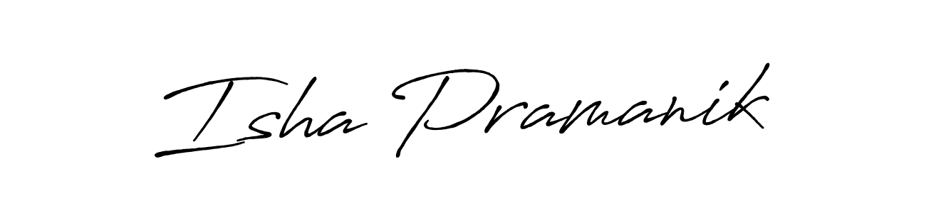 Create a beautiful signature design for name Isha Pramanik. With this signature (Antro_Vectra_Bolder) fonts, you can make a handwritten signature for free. Isha Pramanik signature style 7 images and pictures png