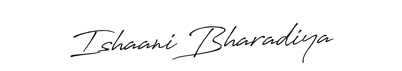 Make a beautiful signature design for name Ishaani Bharadiya. With this signature (Antro_Vectra_Bolder) style, you can create a handwritten signature for free. Ishaani Bharadiya signature style 7 images and pictures png