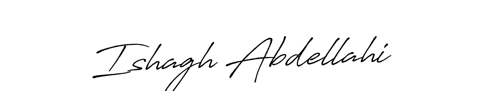 Create a beautiful signature design for name Ishagh Abdellahi. With this signature (Antro_Vectra_Bolder) fonts, you can make a handwritten signature for free. Ishagh Abdellahi signature style 7 images and pictures png