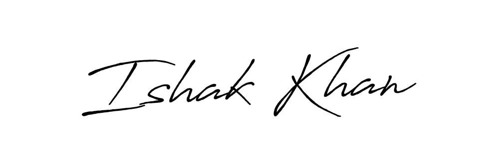 Make a beautiful signature design for name Ishak Khan. With this signature (Antro_Vectra_Bolder) style, you can create a handwritten signature for free. Ishak Khan signature style 7 images and pictures png