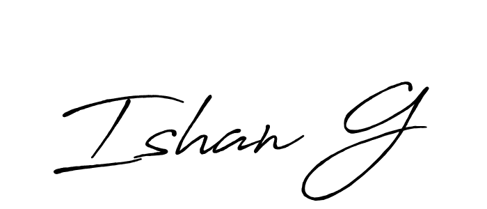 Make a beautiful signature design for name Ishan G. With this signature (Antro_Vectra_Bolder) style, you can create a handwritten signature for free. Ishan G signature style 7 images and pictures png