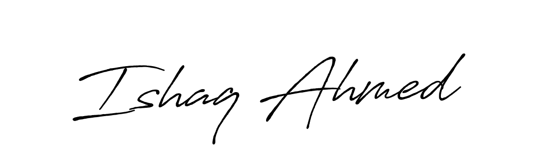 Antro_Vectra_Bolder is a professional signature style that is perfect for those who want to add a touch of class to their signature. It is also a great choice for those who want to make their signature more unique. Get Ishaq Ahmed name to fancy signature for free. Ishaq Ahmed signature style 7 images and pictures png