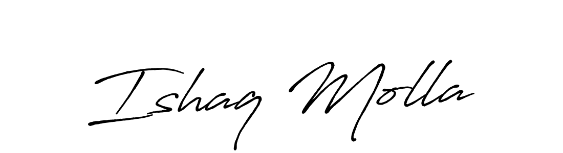 Make a beautiful signature design for name Ishaq Molla. With this signature (Antro_Vectra_Bolder) style, you can create a handwritten signature for free. Ishaq Molla signature style 7 images and pictures png