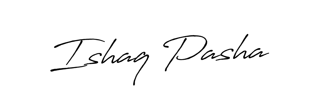Make a beautiful signature design for name Ishaq Pasha. With this signature (Antro_Vectra_Bolder) style, you can create a handwritten signature for free. Ishaq Pasha signature style 7 images and pictures png