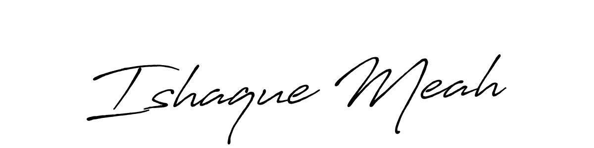 Ishaque Meah stylish signature style. Best Handwritten Sign (Antro_Vectra_Bolder) for my name. Handwritten Signature Collection Ideas for my name Ishaque Meah. Ishaque Meah signature style 7 images and pictures png