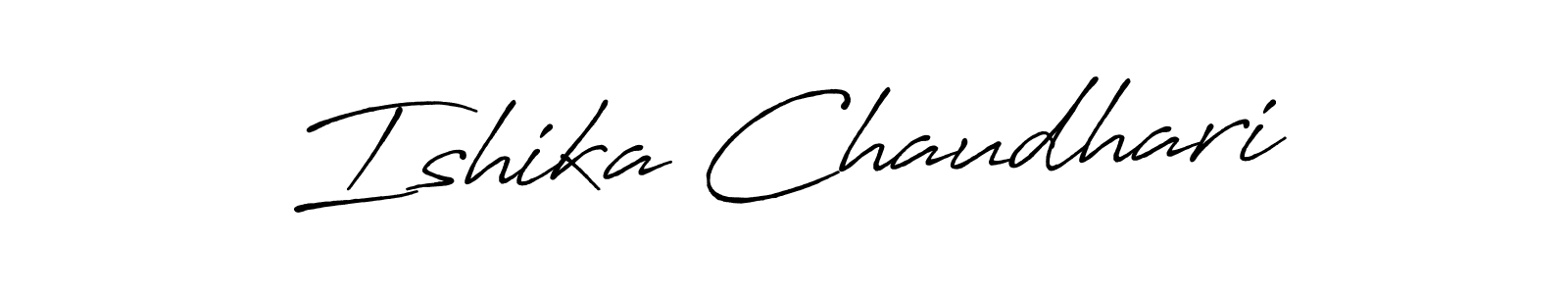 Antro_Vectra_Bolder is a professional signature style that is perfect for those who want to add a touch of class to their signature. It is also a great choice for those who want to make their signature more unique. Get Ishika Chaudhari name to fancy signature for free. Ishika Chaudhari signature style 7 images and pictures png