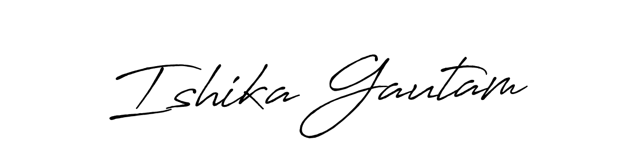 The best way (Antro_Vectra_Bolder) to make a short signature is to pick only two or three words in your name. The name Ishika Gautam include a total of six letters. For converting this name. Ishika Gautam signature style 7 images and pictures png