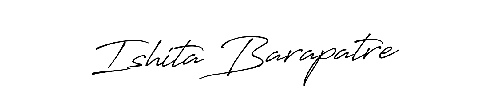 The best way (Antro_Vectra_Bolder) to make a short signature is to pick only two or three words in your name. The name Ishita Barapatre include a total of six letters. For converting this name. Ishita Barapatre signature style 7 images and pictures png