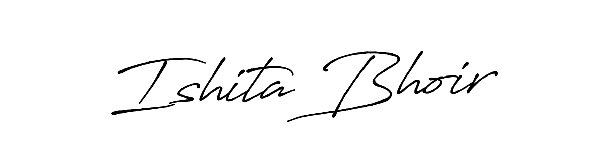 The best way (Antro_Vectra_Bolder) to make a short signature is to pick only two or three words in your name. The name Ishita Bhoir include a total of six letters. For converting this name. Ishita Bhoir signature style 7 images and pictures png