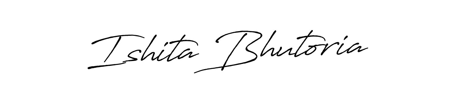 Antro_Vectra_Bolder is a professional signature style that is perfect for those who want to add a touch of class to their signature. It is also a great choice for those who want to make their signature more unique. Get Ishita Bhutoria name to fancy signature for free. Ishita Bhutoria signature style 7 images and pictures png