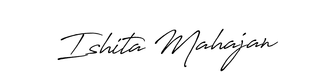 Make a beautiful signature design for name Ishita Mahajan. With this signature (Antro_Vectra_Bolder) style, you can create a handwritten signature for free. Ishita Mahajan signature style 7 images and pictures png