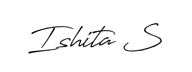 The best way (Antro_Vectra_Bolder) to make a short signature is to pick only two or three words in your name. The name Ishita S include a total of six letters. For converting this name. Ishita S signature style 7 images and pictures png