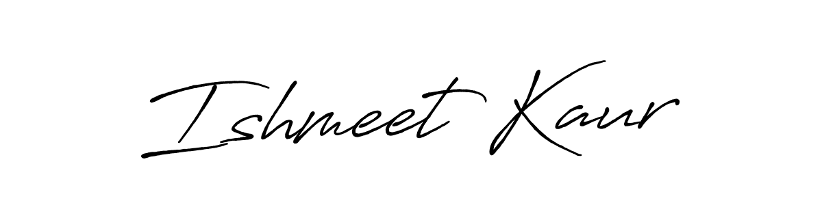 Make a beautiful signature design for name Ishmeet Kaur. With this signature (Antro_Vectra_Bolder) style, you can create a handwritten signature for free. Ishmeet Kaur signature style 7 images and pictures png