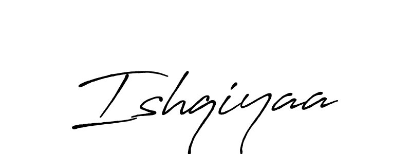 Use a signature maker to create a handwritten signature online. With this signature software, you can design (Antro_Vectra_Bolder) your own signature for name Ishqiyaa. Ishqiyaa signature style 7 images and pictures png