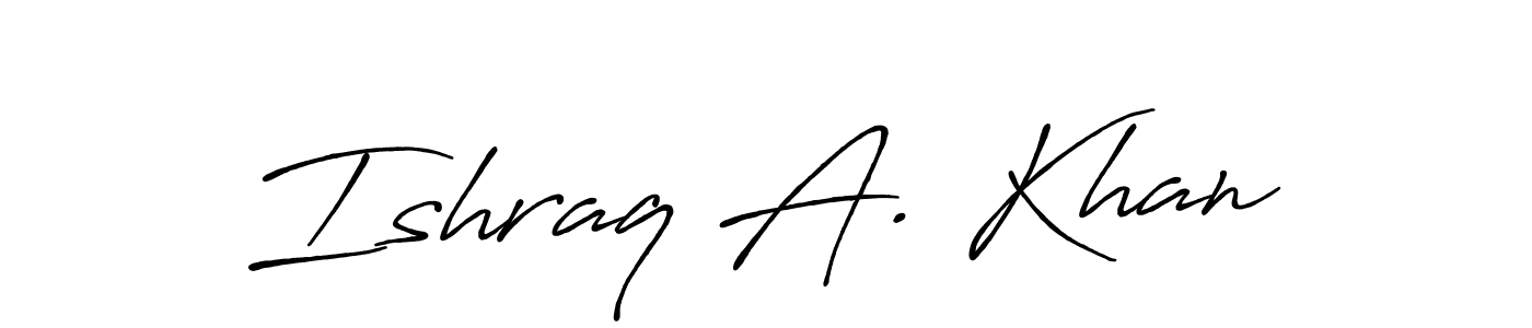 Make a beautiful signature design for name Ishraq A. Khan. With this signature (Antro_Vectra_Bolder) style, you can create a handwritten signature for free. Ishraq A. Khan signature style 7 images and pictures png