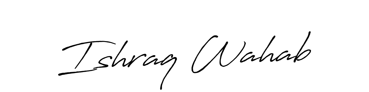 Similarly Antro_Vectra_Bolder is the best handwritten signature design. Signature creator online .You can use it as an online autograph creator for name Ishraq Wahab. Ishraq Wahab signature style 7 images and pictures png