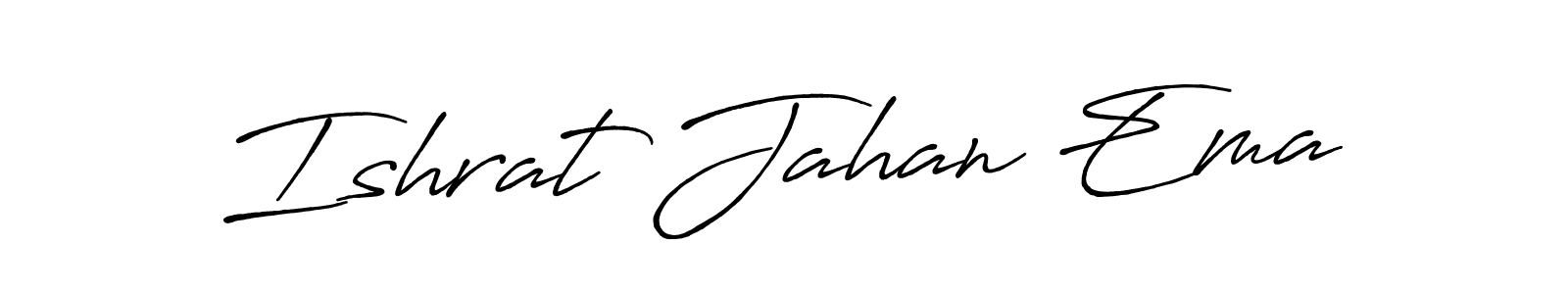 Antro_Vectra_Bolder is a professional signature style that is perfect for those who want to add a touch of class to their signature. It is also a great choice for those who want to make their signature more unique. Get Ishrat Jahan Ema name to fancy signature for free. Ishrat Jahan Ema signature style 7 images and pictures png