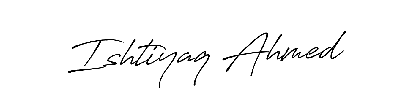 Make a beautiful signature design for name Ishtiyaq Ahmed. With this signature (Antro_Vectra_Bolder) style, you can create a handwritten signature for free. Ishtiyaq Ahmed signature style 7 images and pictures png